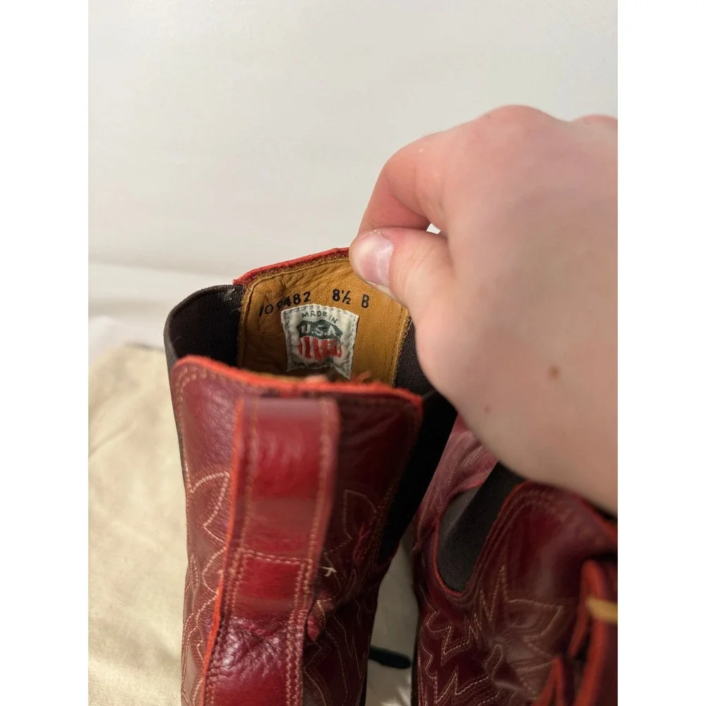 RRL Double RL Ralph Lauren Lottie Red Leather Cowboy Boots 8.5B Made in USA NEW